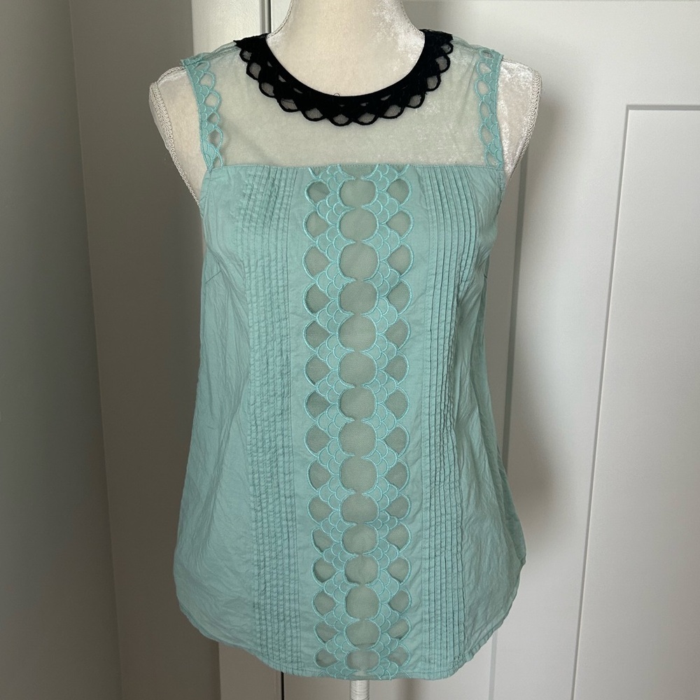 Esley Blue and Black Mesh Tank Top